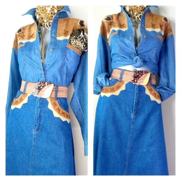 "WESTERN CHIC" VintAge Denim Two-PiEcE Skirt Set - Picture 15 of 15